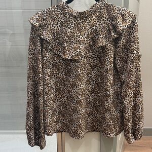 Topshop Brown Leopard Print Blouse